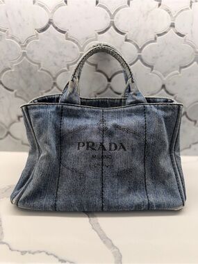 Prada Denim Tote in Washed Blue